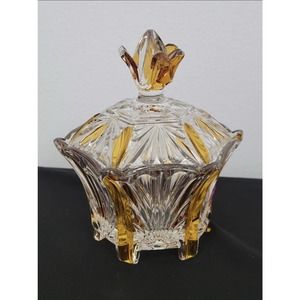 Caesar Czech Crystal

Amber Enamel On Clear Bohemian Vintage Powder Jar